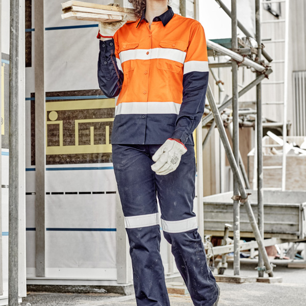 Syzmik Womens Hi Vis Spliced Industrial Shirt - Hoop Taped Thumbnail