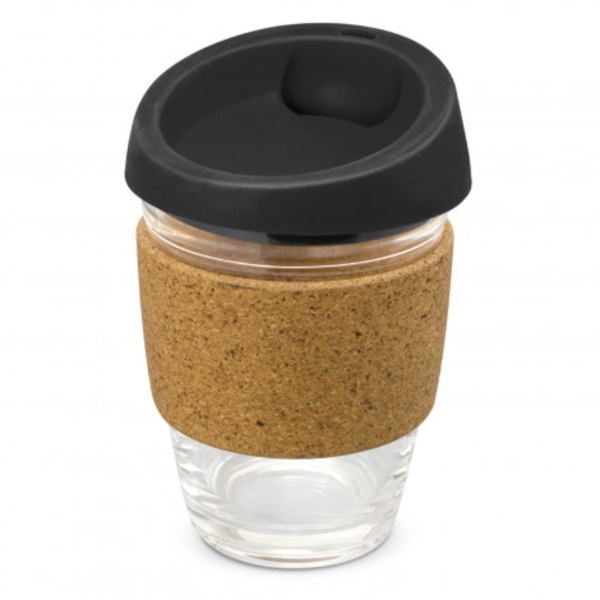 Reusable Glass Coffee Cup w Cork Band - 340ml Thumbnail